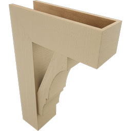 Ekena Millwork - BKTUR0756X22X34BOA05RCPR - Timberthane Faux Wood Balboa Style Bracket w/ Offset Brace, Block Ends, 7 1/2"W x 22"D x 34"H, Primed Tan