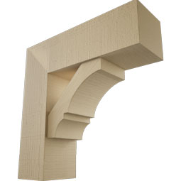 Ekena Millwork - BKTUR0756X24X24BOA05RCPR - Timberthane Faux Wood Balboa Style Bracket w/ Offset Brace, Block Ends, 7 1/2"W x 24"D x 24"H, Primed Tan