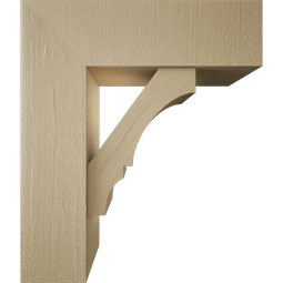 Ekena Millwork - BKTUR0756X24X28BOA05RCPR - Timberthane Faux Wood Balboa Style Bracket w/ Offset Brace, Block Ends, 7 1/2"W x 24"D x 28"H, Primed Tan
