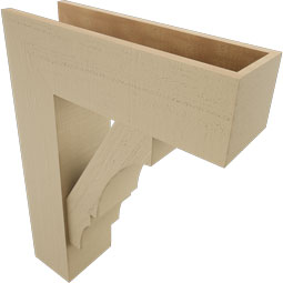 Ekena Millwork - BKTUR0756X24X32BOA05RCPR - Timberthane Faux Wood Balboa Style Bracket w/ Offset Brace, Block Ends, 7 1/2"W x 24"D x 32"H, Primed Tan