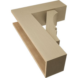 Ekena Millwork - BKTUR0756X24X32BOA05RCPR - Timberthane Faux Wood Balboa Style Bracket w/ Offset Brace, Block Ends, 7 1/2"W x 24"D x 32"H, Primed Tan