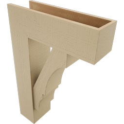 Ekena Millwork - BKTUR0756X24X36BOA05RCPR - Timberthane Faux Wood Balboa Style Bracket w/ Offset Brace, Block Ends, 7 1/2"W x 24"D x 36"H, Primed Tan