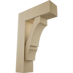 Ekena Millwork - BKTUR0756X24X36BOA05RCPR - Timberthane Faux Wood Balboa Style Bracket w/ Offset Brace, Block Ends, 7 1/2"W x 24"D x 36"H, Primed Tan