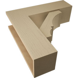 Ekena Millwork - BKTUR0756X26X26BOA05RCPR - Timberthane Faux Wood Balboa Style Bracket w/ Offset Brace, Block Ends, 7 1/2"W x 26"D x 26"H, Primed Tan