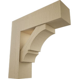 Ekena Millwork - BKTUR0756X26X26BOA05RCPR - Timberthane Faux Wood Balboa Style Bracket w/ Offset Brace, Block Ends, 7 1/2"W x 26"D x 26"H, Primed Tan