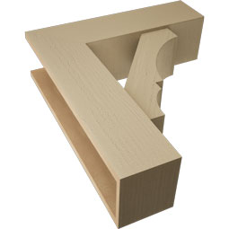 Ekena Millwork - BKTUR0756X26X30BOA05RCPR - Timberthane Faux Wood Balboa Style Bracket w/ Offset Brace, Block Ends, 7 1/2"W x 26"D x 30"H, Primed Tan