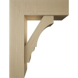 Ekena Millwork - BKTUR0756X26X34BOA05RCPR - Timberthane Faux Wood Balboa Style Bracket w/ Offset Brace, Block Ends, 7 1/2"W x 26"D x 34"H, Primed Tan