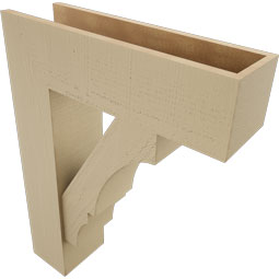 Ekena Millwork - BKTUR0756X26X34BOA05RCPR - Timberthane Faux Wood Balboa Style Bracket w/ Offset Brace, Block Ends, 7 1/2"W x 26"D x 34"H, Primed Tan