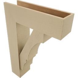 Ekena Millwork - BKTUR0756X26X38BOA05RCPR - Timberthane Faux Wood Balboa Style Bracket w/ Offset Brace, Block Ends, 7 1/2"W x 26"D x 38"H, Primed Tan