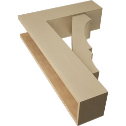 Ekena Millwork - BKTUR0756X26X38BOA05RCPR - Timberthane Faux Wood Balboa Style Bracket w/ Offset Brace, Block Ends, 7 1/2"W x 26"D x 38"H, Primed Tan