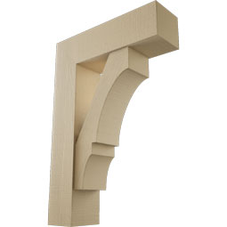 Ekena Millwork - BKTUR0756X26X38BOA05RCPR - Timberthane Faux Wood Balboa Style Bracket w/ Offset Brace, Block Ends, 7 1/2"W x 26"D x 38"H, Primed Tan