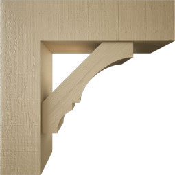 Ekena Millwork - BKTUR0756X28X28BOA05RCPR - Timberthane Faux Wood Balboa Style Bracket w/ Offset Brace, Block Ends, 7 1/2"W x 28"D x 28"H, Primed Tan