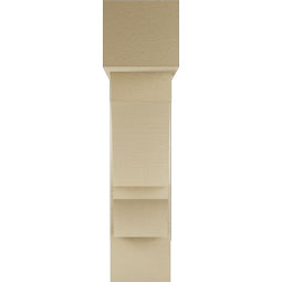 Ekena Millwork - BKTUR0756X28X32BOA05RCPR - Timberthane Faux Wood Balboa Style Bracket w/ Offset Brace, Block Ends, 7 1/2"W x 28"D x 32"H, Primed Tan