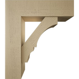 Ekena Millwork - BKTUR0756X28X32BOA05RCPR - Timberthane Faux Wood Balboa Style Bracket w/ Offset Brace, Block Ends, 7 1/2"W x 28"D x 32"H, Primed Tan