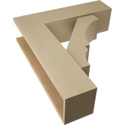 Ekena Millwork - BKTUR0756X28X32BOA05RCPR - Timberthane Faux Wood Balboa Style Bracket w/ Offset Brace, Block Ends, 7 1/2"W x 28"D x 32"H, Primed Tan