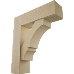 Ekena Millwork - BKTUR0756X28X32BOA05RCPR - Timberthane Faux Wood Balboa Style Bracket w/ Offset Brace, Block Ends, 7 1/2"W x 28"D x 32"H, Primed Tan