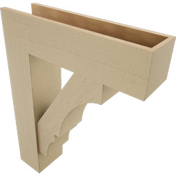 Ekena Millwork - BKTUR0756X28X36BOA05RCPR - Timberthane Faux Wood Balboa Style Bracket w/ Offset Brace, Block Ends, 7 1/2"W x 28"D x 36"H, Primed Tan