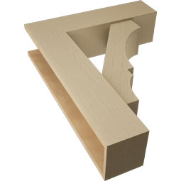 Ekena Millwork - BKTUR0756X28X36BOA05RCPR - Timberthane Faux Wood Balboa Style Bracket w/ Offset Brace, Block Ends, 7 1/2"W x 28"D x 36"H, Primed Tan