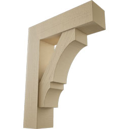 Ekena Millwork - BKTUR0756X28X36BOA05RCPR - Timberthane Faux Wood Balboa Style Bracket w/ Offset Brace, Block Ends, 7 1/2"W x 28"D x 36"H, Primed Tan