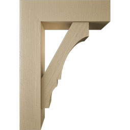 Ekena Millwork - BKTUR0756X28X40BOA05RCPR - Timberthane Faux Wood Balboa Style Bracket w/ Offset Brace, Block Ends, 7 1/2"W x 28"D x 40"H, Primed Tan
