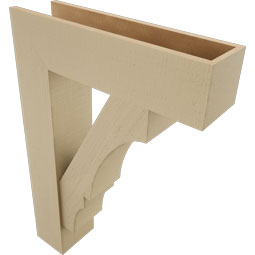 Ekena Millwork - BKTUR0756X28X40BOA05RCPR - Timberthane Faux Wood Balboa Style Bracket w/ Offset Brace, Block Ends, 7 1/2"W x 28"D x 40"H, Primed Tan