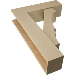 Ekena Millwork - BKTUR0756X28X40BOA05RCPR - Timberthane Faux Wood Balboa Style Bracket w/ Offset Brace, Block Ends, 7 1/2"W x 28"D x 40"H, Primed Tan