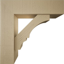 Ekena Millwork - BKTUR0756X30X30BOA05RCPR - Timberthane Faux Wood Balboa Style Bracket w/ Offset Brace, Block Ends, 7 1/2"W x 30"D x 30"H, Primed Tan