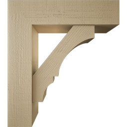 Ekena Millwork - BKTUR0756X30X34BOA05RCPR - Timberthane Faux Wood Balboa Style Bracket w/ Offset Brace, Block Ends, 7 1/2"W x 30"D x 34"H, Primed Tan