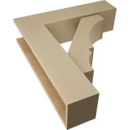 Ekena Millwork - BKTUR0756X30X34BOA05RCPR - Timberthane Faux Wood Balboa Style Bracket w/ Offset Brace, Block Ends, 7 1/2"W x 30"D x 34"H, Primed Tan