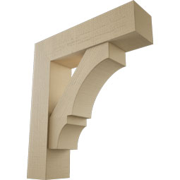 Ekena Millwork - BKTUR0756X30X34BOA05RCPR - Timberthane Faux Wood Balboa Style Bracket w/ Offset Brace, Block Ends, 7 1/2"W x 30"D x 34"H, Primed Tan