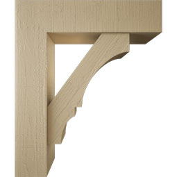 Ekena Millwork - BKTUR0756X30X36BOA05RCPR - Timberthane Faux Wood Balboa Style Bracket w/ Offset Brace, Block Ends, 7 1/2"W x 30"D x 36"H, Primed Tan