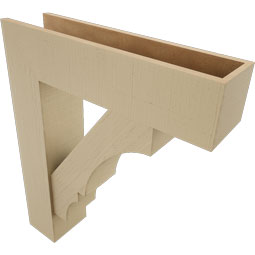 Ekena Millwork - BKTUR0756X30X36BOA05RCPR - Timberthane Faux Wood Balboa Style Bracket w/ Offset Brace, Block Ends, 7 1/2"W x 30"D x 36"H, Primed Tan