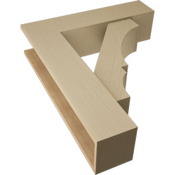 Ekena Millwork - BKTUR0756X30X36BOA05RCPR - Timberthane Faux Wood Balboa Style Bracket w/ Offset Brace, Block Ends, 7 1/2"W x 30"D x 36"H, Primed Tan