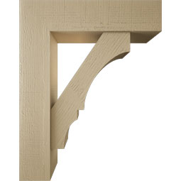 Ekena Millwork - BKTUR0756X30X38BOA05RCPR - Timberthane Faux Wood Balboa Style Bracket w/ Offset Brace, Block Ends, 7 1/2"W x 30"D x 38"H, Primed Tan
