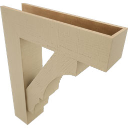 Ekena Millwork - BKTUR0756X30X38BOA05RCPR - Timberthane Faux Wood Balboa Style Bracket w/ Offset Brace, Block Ends, 7 1/2"W x 30"D x 38"H, Primed Tan