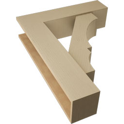 Ekena Millwork - BKTUR0756X30X38BOA05RCPR - Timberthane Faux Wood Balboa Style Bracket w/ Offset Brace, Block Ends, 7 1/2"W x 30"D x 38"H, Primed Tan