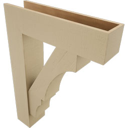 Ekena Millwork - BKTUR0756X30X42BOA05RCPR - Timberthane Faux Wood Balboa Style Bracket w/ Offset Brace, Block Ends, 7 1/2"W x 30"D x 42"H, Primed Tan