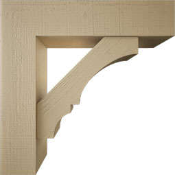 Ekena Millwork - BKTUR0756X32X32BOA05RCPR - Timberthane Faux Wood Balboa Style Bracket w/ Offset Brace, Block Ends, 7 1/2"W x 32"D x 32"H, Primed Tan