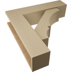 Ekena Millwork - BKTUR0756X32X32BOA05RCPR - Timberthane Faux Wood Balboa Style Bracket w/ Offset Brace, Block Ends, 7 1/2"W x 32"D x 32"H, Primed Tan