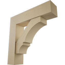 Ekena Millwork - BKTUR0756X32X32BOA05RCPR - Timberthane Faux Wood Balboa Style Bracket w/ Offset Brace, Block Ends, 7 1/2"W x 32"D x 32"H, Primed Tan