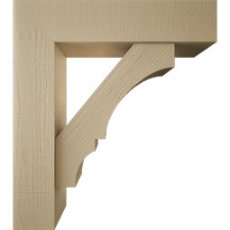 Ekena Millwork - BKTUR0756X32X36BOA05RCPR - Timberthane Faux Wood Balboa Style Bracket w/ Offset Brace, Block Ends, 7 1/2"W x 32"D x 36"H, Primed Tan