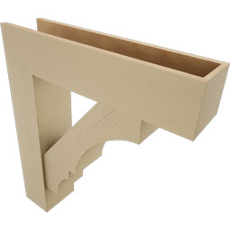 Ekena Millwork - BKTUR0756X32X36BOA05RCPR - Timberthane Faux Wood Balboa Style Bracket w/ Offset Brace, Block Ends, 7 1/2"W x 32"D x 36"H, Primed Tan