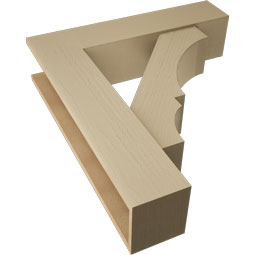Ekena Millwork - BKTUR0756X32X36BOA05RCPR - Timberthane Faux Wood Balboa Style Bracket w/ Offset Brace, Block Ends, 7 1/2"W x 32"D x 36"H, Primed Tan