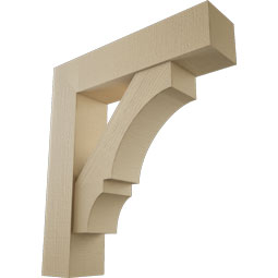Ekena Millwork - BKTUR0756X32X36BOA05RCPR - Timberthane Faux Wood Balboa Style Bracket w/ Offset Brace, Block Ends, 7 1/2"W x 32"D x 36"H, Primed Tan
