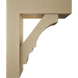 Ekena Millwork - BKTUR0756X32X38BOA05RCPR - Timberthane Faux Wood Balboa Style Bracket w/ Offset Brace, Block Ends, 7 1/2"W x 32"D x 38"H, Primed Tan