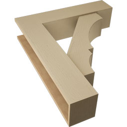 Ekena Millwork - BKTUR0756X32X38BOA05RCPR - Timberthane Faux Wood Balboa Style Bracket w/ Offset Brace, Block Ends, 7 1/2"W x 32"D x 38"H, Primed Tan