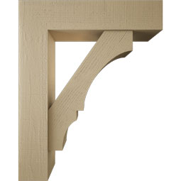 Ekena Millwork - BKTUR0756X32X40BOA05RCPR - Timberthane Faux Wood Balboa Style Bracket w/ Offset Brace, Block Ends, 7 1/2"W x 32"D x 40"H, Primed Tan