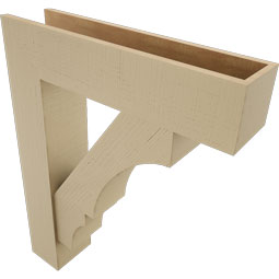 Ekena Millwork - BKTUR0756X32X40BOA05RCPR - Timberthane Faux Wood Balboa Style Bracket w/ Offset Brace, Block Ends, 7 1/2"W x 32"D x 40"H, Primed Tan