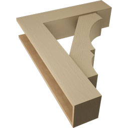 Ekena Millwork - BKTUR0756X32X40BOA05RCPR - Timberthane Faux Wood Balboa Style Bracket w/ Offset Brace, Block Ends, 7 1/2"W x 32"D x 40"H, Primed Tan