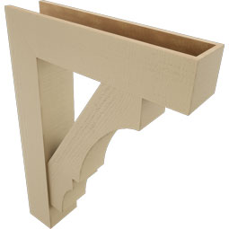 Ekena Millwork - BKTUR0756X32X44BOA05RCPR - Timberthane Faux Wood Balboa Style Bracket w/ Offset Brace, Block Ends, 7 1/2"W x 32"D x 44"H, Primed Tan
